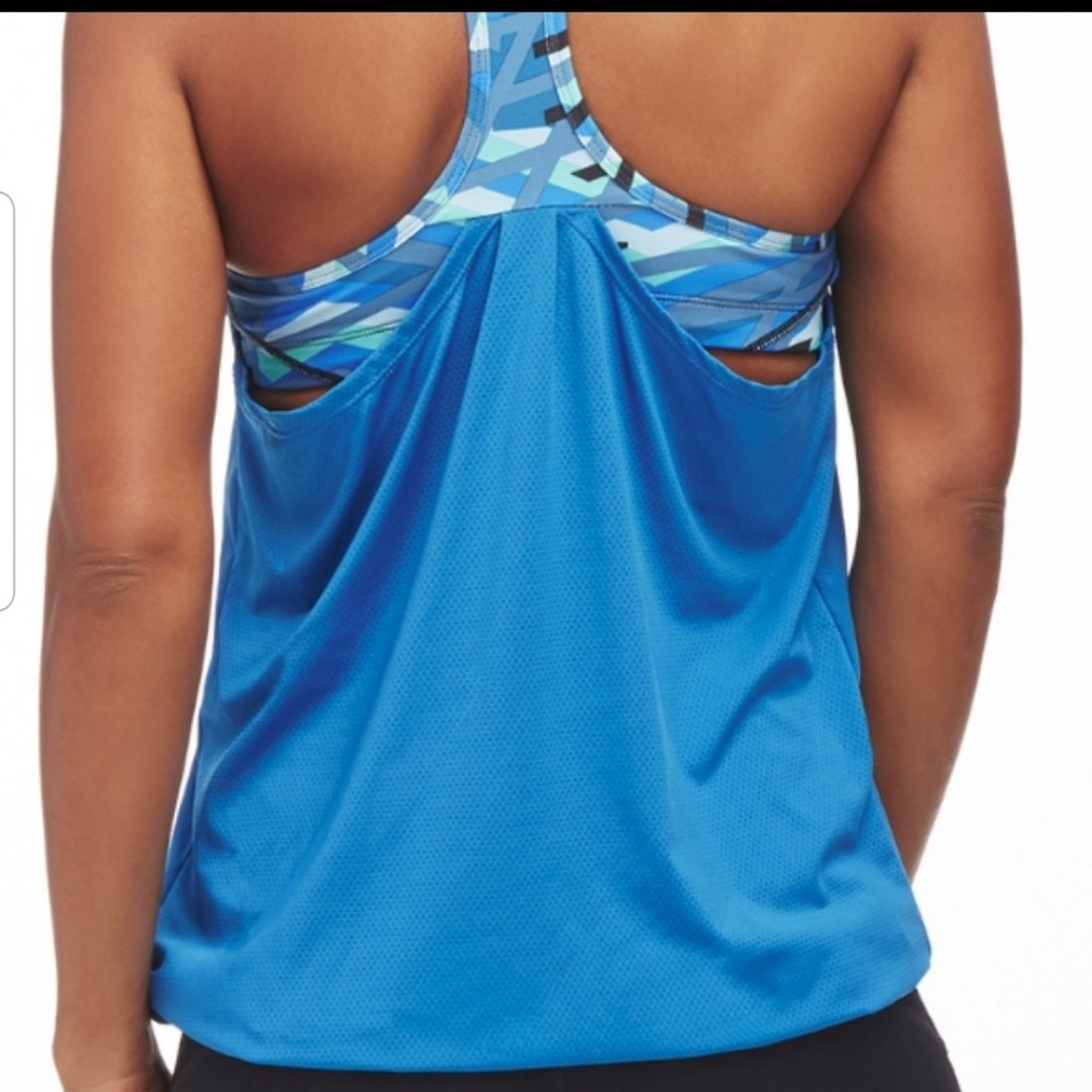 Fabletics Norwalk Blue Patterned Racerback Tank To - image 2